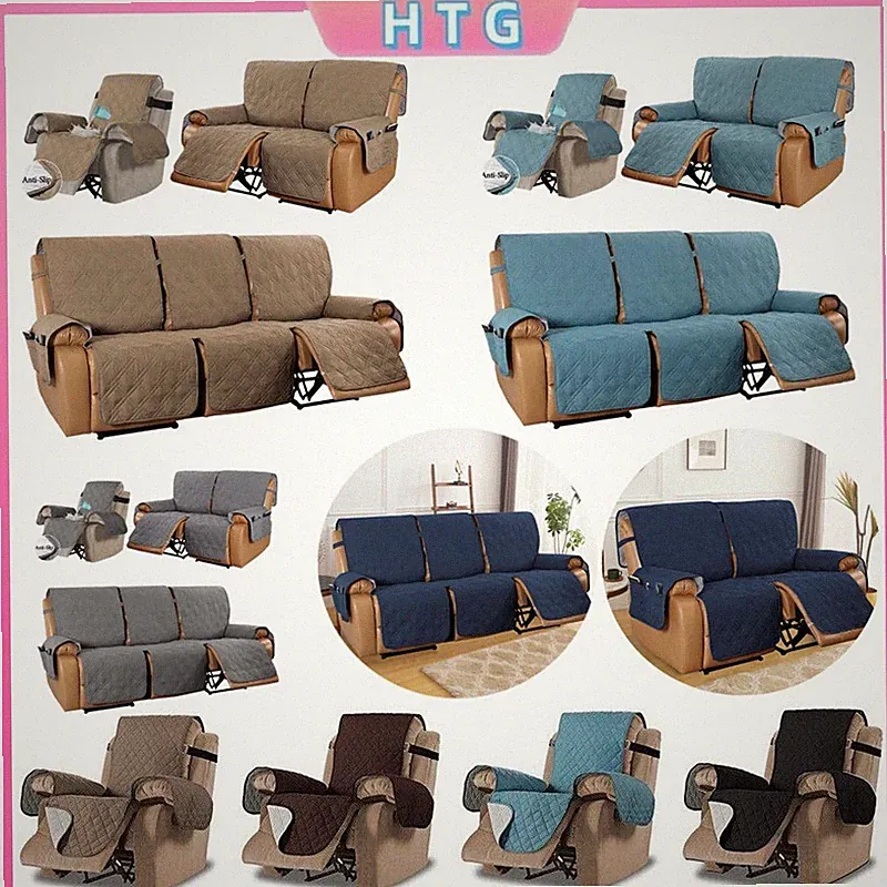 1/2/3 Seater Waterproof Recliner Chair Covers Anti-Slip Sofa Protective Cover
