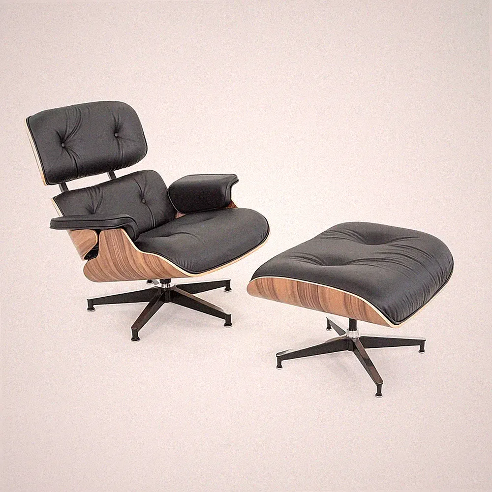 2025 Herman Miller Eames 670/671 Lounge Chair & Ottoman Walnut w/ Black Leather