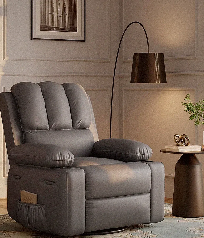 22''/27" Massage Recliner Chair for Adults with Heat/Massage Manual PU Recliner