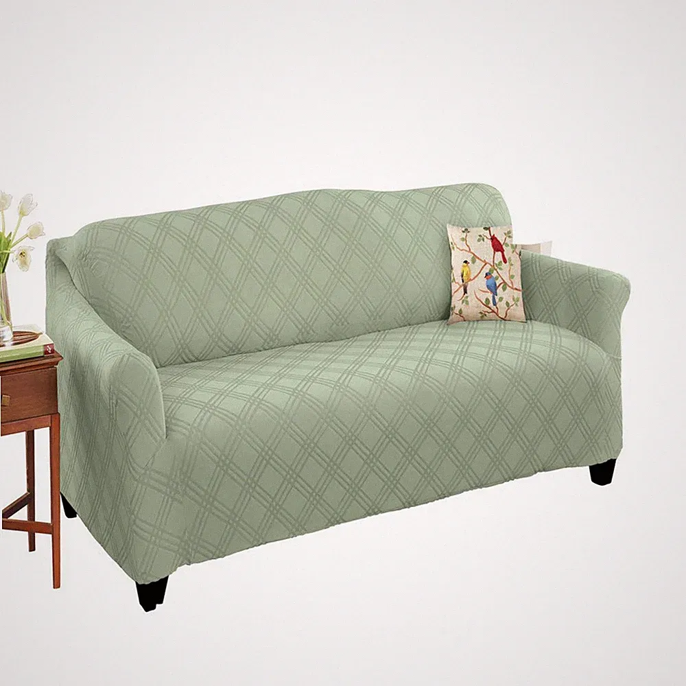 Double Diamond Stretch Furniture Cover, Beige, Loveseat
