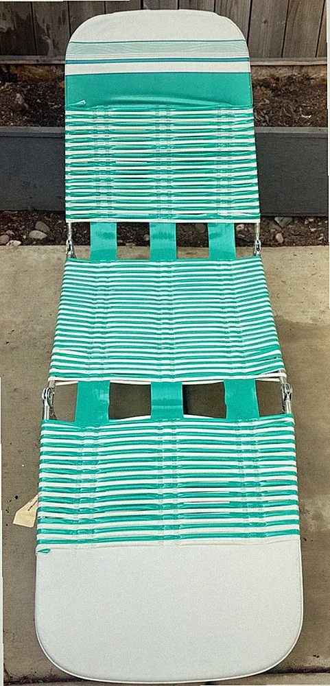 Folding Chaise Jelly Tube Lounge Lawn Chair Teal Blue Green Vintage