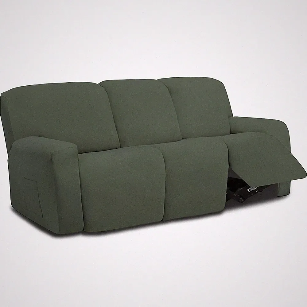Greyish Green Recliner Sofa Cover High Quality Microfiber Easy Install Slipcover