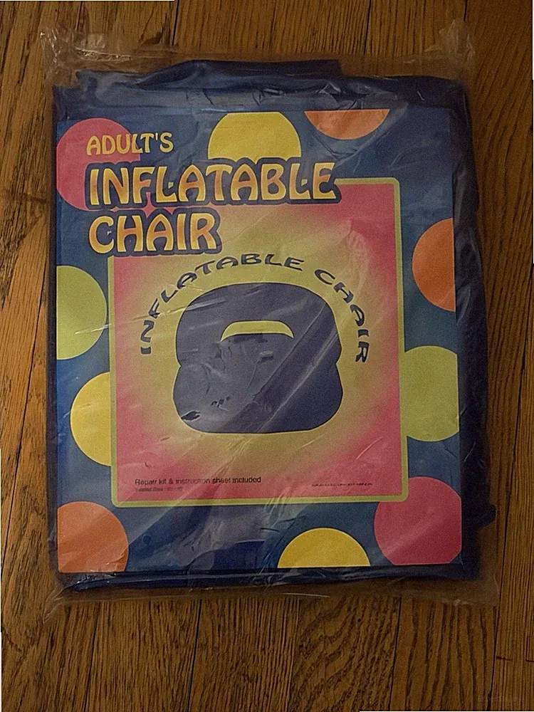 Inflatable Air Chair Furniture Blue Adult Size 90s Y2K Retro Dorm New Old Rare