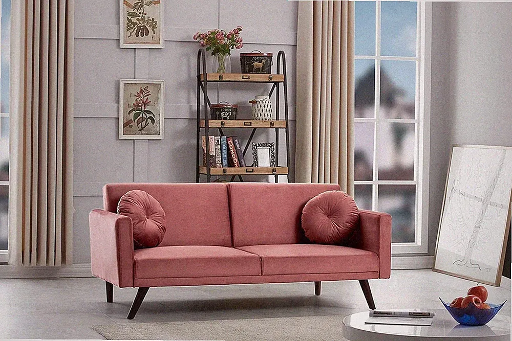 New Listing 72 Inch Retro Convertible Futon Sofa Bed with Velvet Upholstery, Mid Century Mod