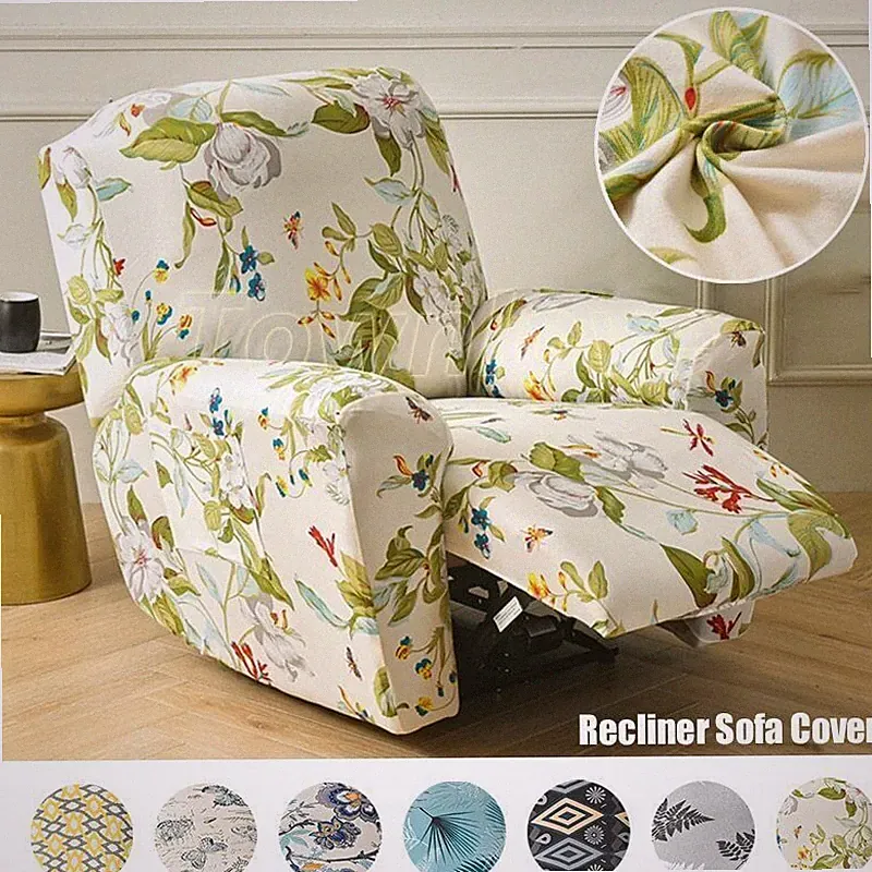 Printed Elastic Recliner Cover Soft Stretch Single Slipcover Lounger Case