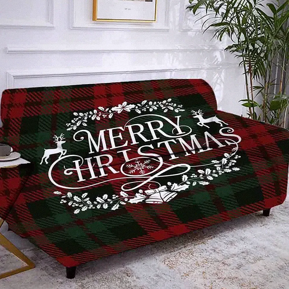 Red Checkered Retro Stretch Sofa Cover Lounge Couch Slipcover Recliner Protector