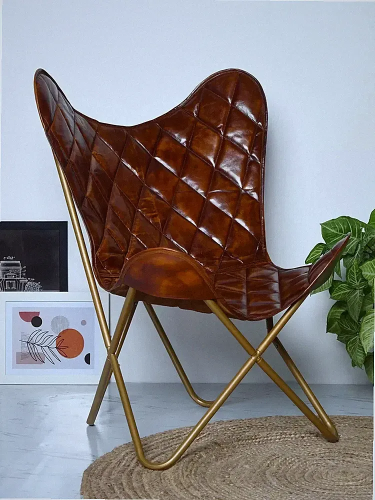 Retro Vintage leather butterfly chair Leather accent chair BKF living room chair