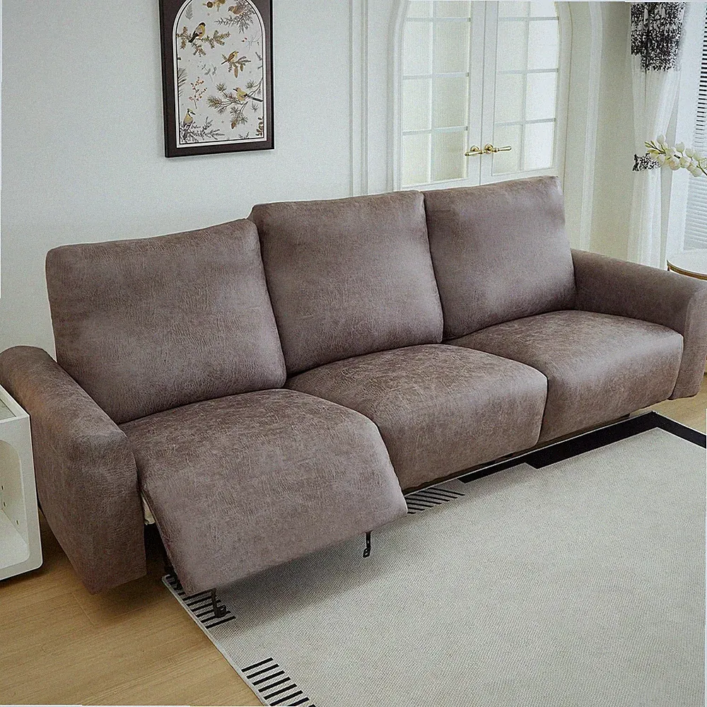 Vintage Leather Look Stretch Recliner Sofa Covers 8-Pieces Water Resistant Re...