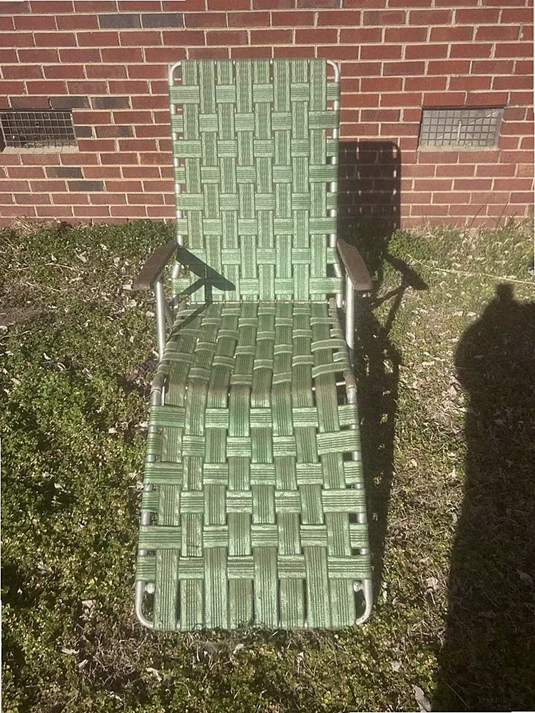 Vintage Retro Aluminum Webbed Chaise Lounge Lawn Chair Mid Century