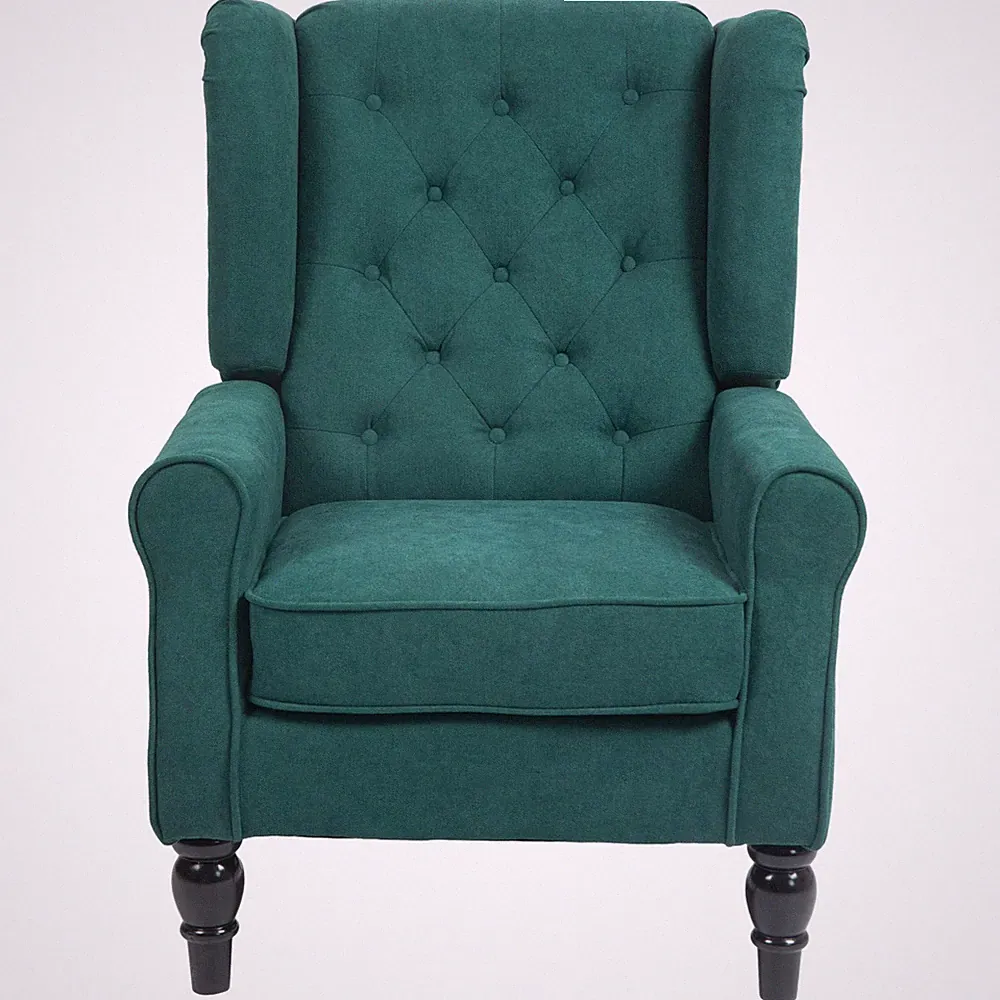 Wingback Accent Chair for Living Room Button-Tufted Lounge Chair Round Armrests